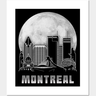 Montreal Canada Skyline Full Moon Posters and Art